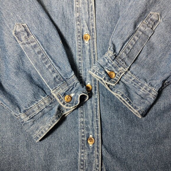 Nutcracker Plus Size Shirt 24W Blue Chambray Holiday Snowman Ski Snow Tree WS19 - Picture 7 of 12